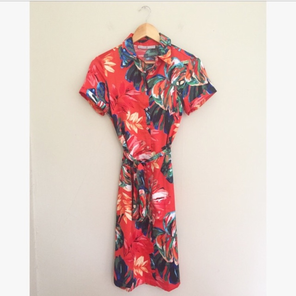 *SOLD* Tropical Palm Print Shirt Dress